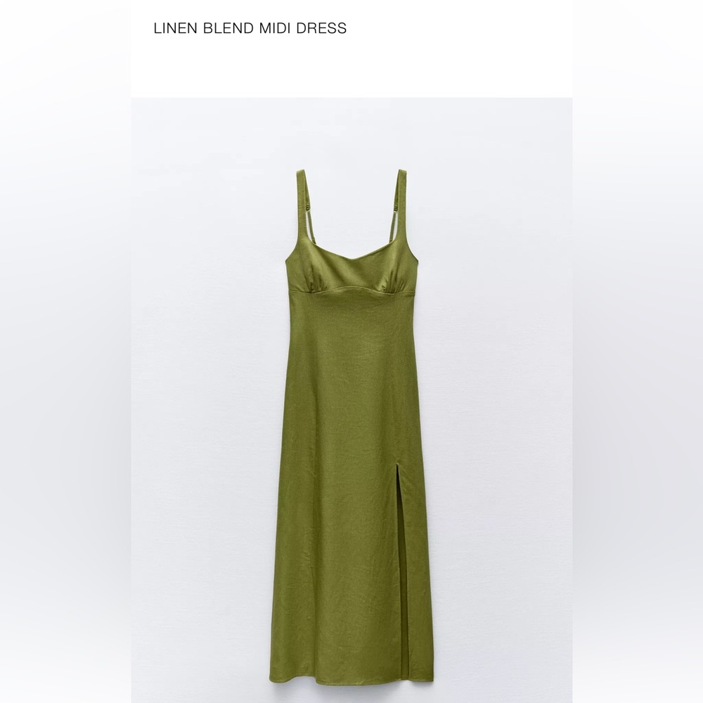 Green Slip Dress with Slit